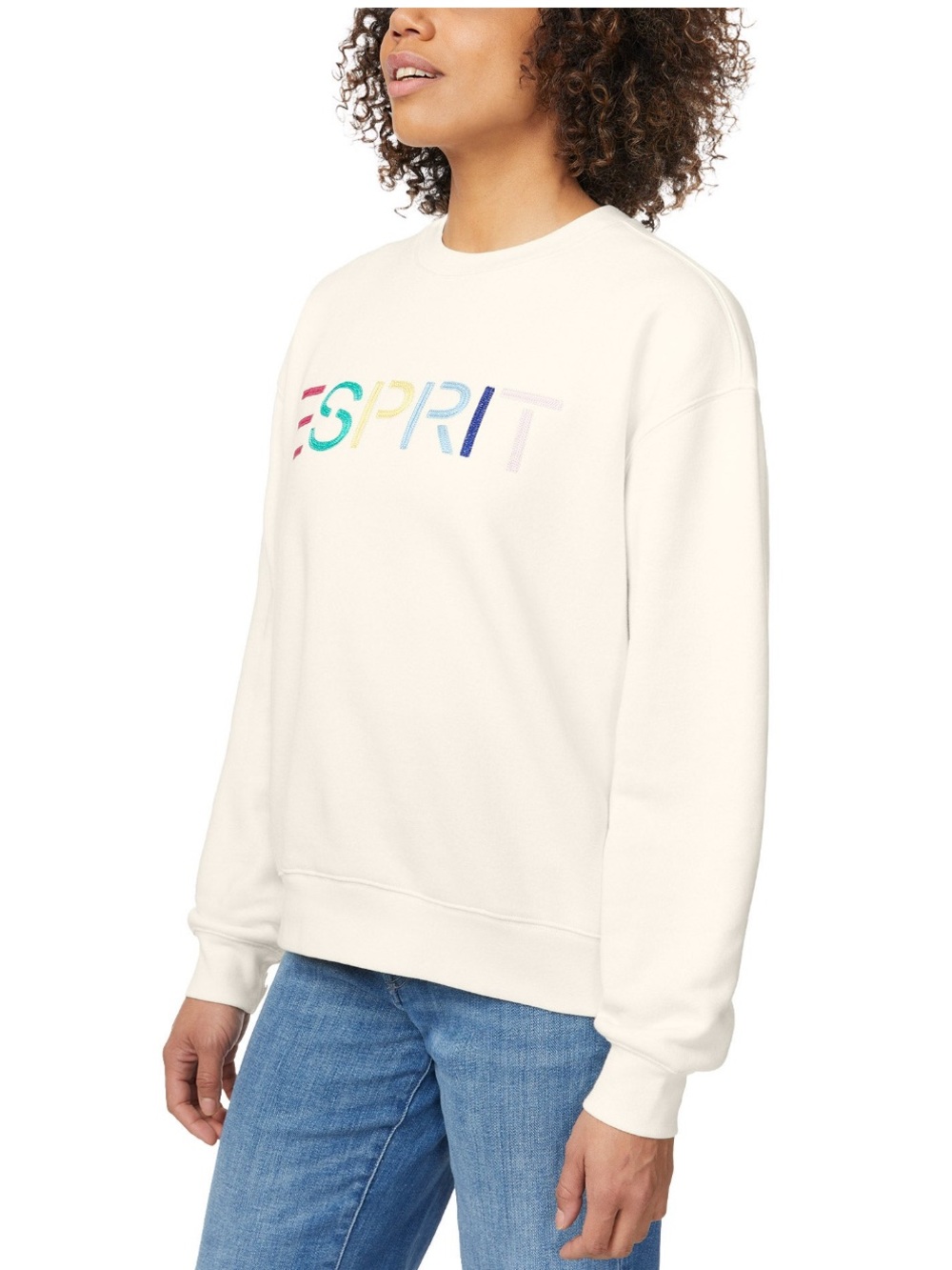 Esprit Viral Costco Cream Crew Sweatshirt with 80s Pastel Logo NWT - Picture 2 of 5